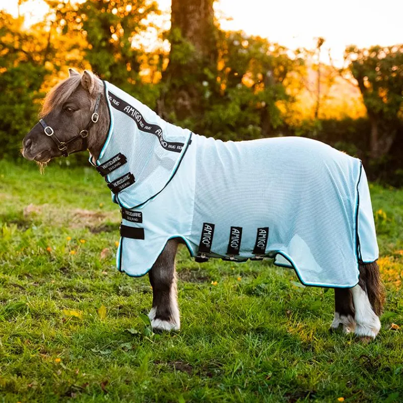 Couvertures Poneys|Couvertures Et Chemises*Horseware - Couverture d'extérieur anti-mouches Amigo Petite Bug Rug azur/ noir/ blanc Bleu