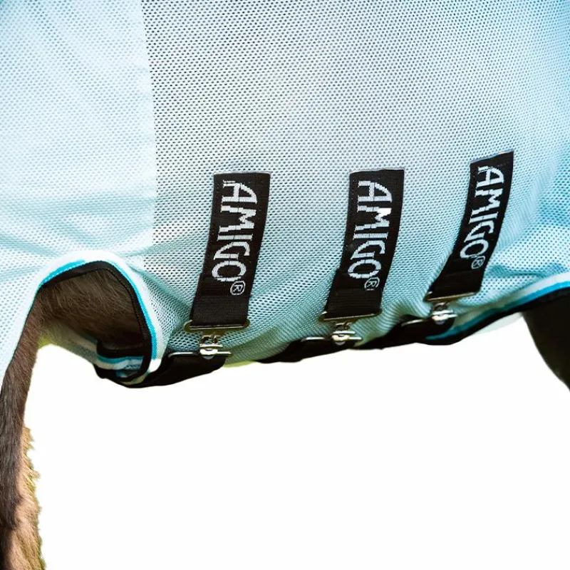 Couvertures Poneys|Couvertures Et Chemises*Horseware - Couverture d'extérieur anti-mouches Amigo Petite Bug Rug azur/ noir/ blanc Bleu