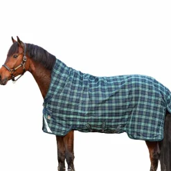 Hot - Couverture d'extérieur Rhino Wug encolure montante / vert à carreaux 450g Couvertures Poneys|Couvertures Et Chemises