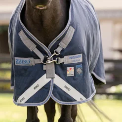 Couvertures Poneys|Couvertures Et Chemises*Horseware - Couverture d'extérieur Rhino Pony Turnout / titanium grey/ classic blue 100g Marine
