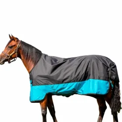 Couvertures Poneys|Couvertures Et Chemises*Horseware - Couverture d'extérieur Mio Turnout noir/ turquoise 200g Bleu