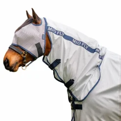 Masques Anti-Mouches Poneys|Masques Anti-Mouches*Horseware - Masque anti-mouches Mio Flymask lunar rock/ marine Gris