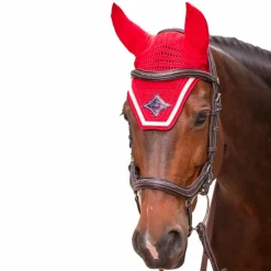 Cso|Bonnets Pour Chevaux*Jump'In - Bonnet écusson losange / blanc/ marine Rouge