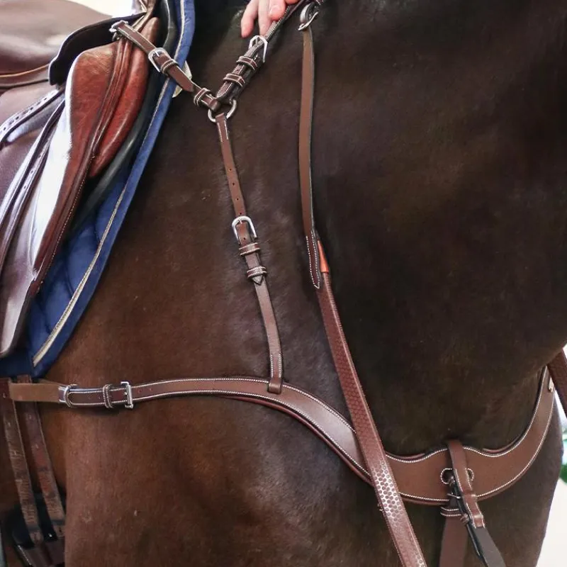 Horseball|Concours Complet D'Equitation*Jump'In - Collier de chasse 5 points + martingale One Noisette