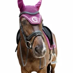 Bonnets Pour Chevaux*Kentucky Horsewear - Bonnet anti-mouches Wellington 3D Logo corde mauve Violet