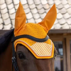 Collection "Minis" Kentucky|Bonnets Poneys*Kentucky Horsewear - Bonnet pour chevaux Wellington Velvet Printing flags Orange