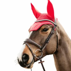 Bonnets Pour Chevaux*Kentucky Horsewear - Bonnet pour chevaux anti-bruits Wellington Velvet Rouge