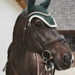 Bonnets Pour Chevaux*Kentucky Horsewear - Bonnet anti-mouche wellington velvet contrast sapin Vert