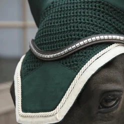 Bonnets Pour Chevaux*Kentucky Horsewear - Bonnet anti-mouche wellington velvet contrast sapin Vert