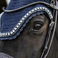 Bonnets Pour Chevaux*Kentucky Horsewear - Bonnet anti-mouche Wellington big stone & pearl foncé Marine