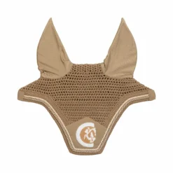 Bonnets Pour Chevaux*Kentucky Horsewear - Bonnet anti-mouches Wellington 3D Logo corde Beige