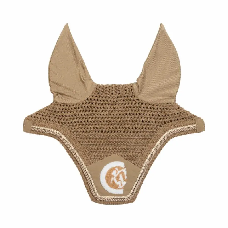 Bonnets Pour Chevaux*Kentucky Horsewear - Bonnet anti-mouches Wellington 3D Logo corde Beige