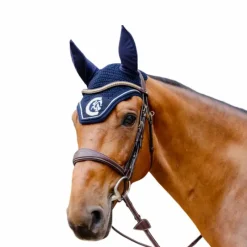 Bonnets Pour Chevaux*Kentucky Horsewear - Bonnet anti-mouches Wellington 3D Logo corde Marine