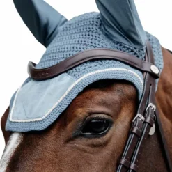 Bonnets Pour Chevaux*Kentucky Horsewear - Bonnet pour chevaux anti-bruits Wellington Velvet light blue Bleu