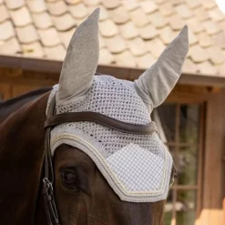 Collection "Minis" Kentucky|Bonnets Poneys*Kentucky Horsewear - Bonnet pour chevaux Wellington Velvet Printing pied de poule / blanc Gris