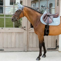 Bonnets Pour Chevaux*Kentucky Horsewear - Bonnet anti-mouches Wellington 3D Logo corde clair Bleu