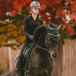 Bonnets Pour Chevaux|Cso*Kentucky Horsewear - Bonnet Wellington Velvet pearls sapin Vert