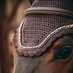 Bonnets Pour Chevaux|Cso*Kentucky Horsewear - Bonnet anti-bruit Wellington Stone & Pearl Marron