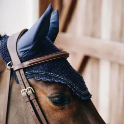 Bonnets Pour Chevaux|Cso*Kentucky Horsewear - Bonnet anti-bruit Wellington Stone & Pearl Marine