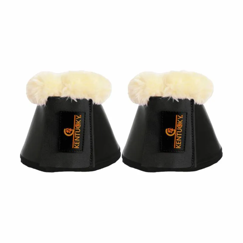 Horseball|Concours Complet D'Equitation*Kentucky Horsewear - Cloches chevaux cuir et mouton /naturel Noir