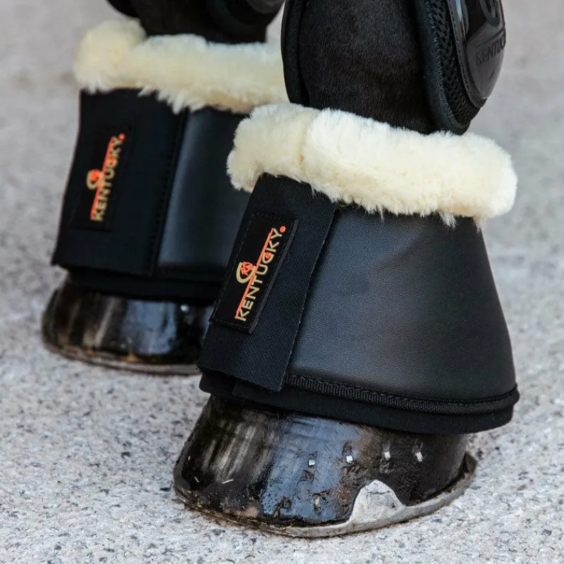 Horseball|Concours Complet D'Equitation*Kentucky Horsewear - Cloches chevaux cuir et mouton /naturel Noir