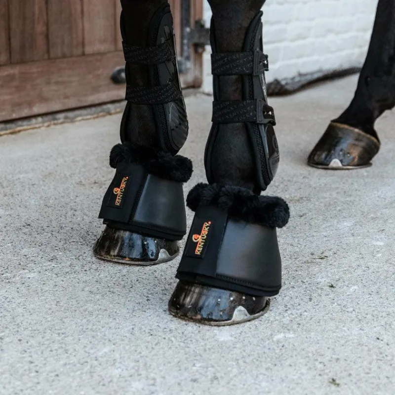 Horseball|Concours Complet D'Equitation*Kentucky Horsewear - Cloches chevaux cuir et mouton / Noir