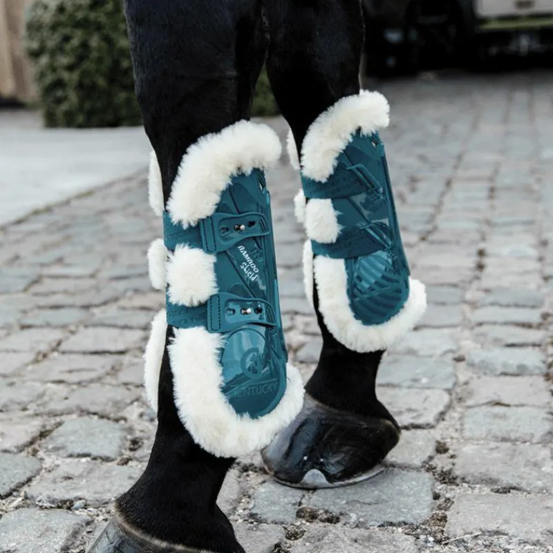 Guêtres Ouvertes*Kentucky Horsewear - Guêtres ouvertes mouton vegan Bamboo Elastic emeraude x2 Bleu