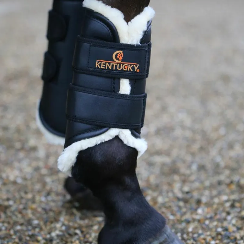 Guêtres Fermées*Kentucky Horsewear - Guêtres cheval Turn Out cuir antérieurs x2 Noir