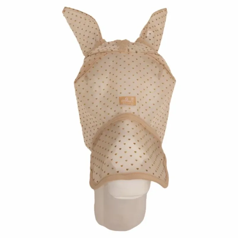 Masques Anti-Mouches|Masques Anti-Mouches*Kentucky Horsewear - Masque anti-mouches Heart avec oreilles et nez Beige