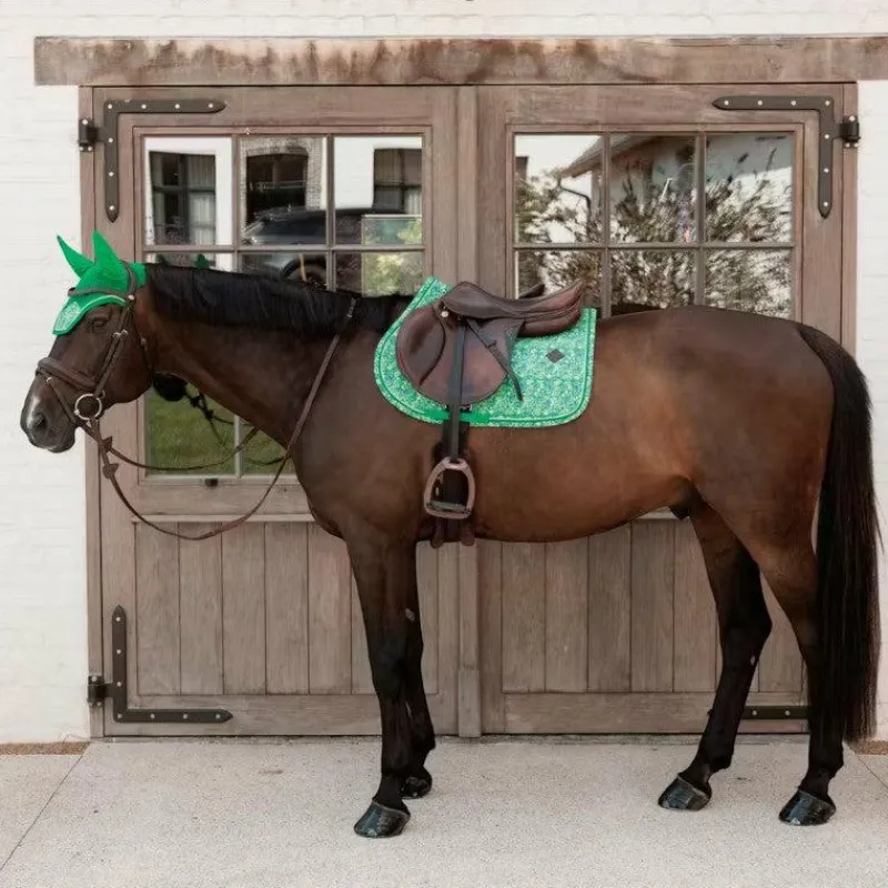 Collection "Minis" Kentucky|Tapis De Selle Poneys*Kentucky Horsewear - Tapis de selle Velvet Printing paisley garden / marine Vert