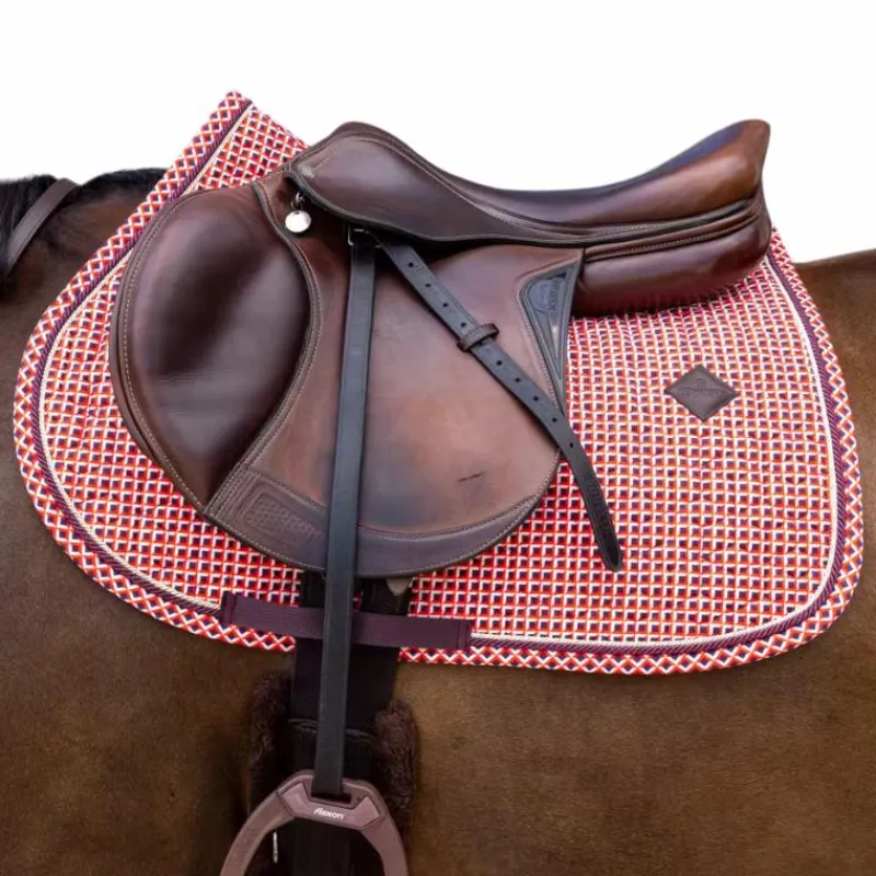 Collection "Minis" Kentucky|Tapis De Selle Poneys*Kentucky Horsewear - Tapis de selle Velvet Printing check Rouge
