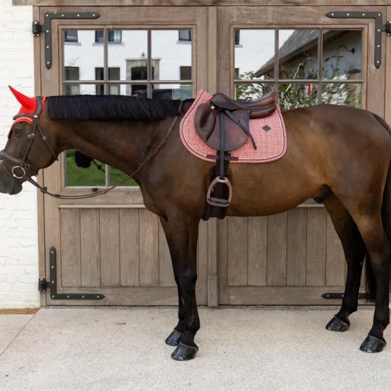 Collection "Minis" Kentucky|Tapis De Selle Poneys*Kentucky Horsewear - Tapis de selle Velvet Printing check Rouge