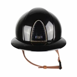 Sale - Casque d'équitation Cromo 2.0 édition limitée Shine Trieste black Swarovski visière polo jugulaire beige Casques D'Équitation À Visière Polo|Casques D'Équitation