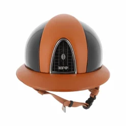 New - Casque personnalisé Cromo Polish Black Leather Cognac Visière Polo Casques D'Équitation À Visière Polo|Casques D'Équitation