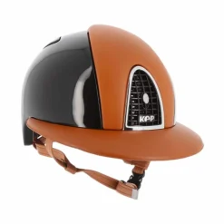 New - Casque personnalisé Cromo Polish Black Leather Cognac Visière Polo Casques D'Équitation À Visière Polo|Casques D'Équitation