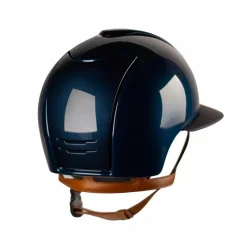 Best - Casque équitation Cromo 2.0 Shine blue polo jugulaire beige Casques D'Équitation À Visière Polo|Casques D'Équitation