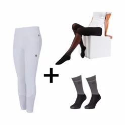 Clearance - Pack Legging d'équitation femme KLKatja W E-Tec F-Grip + Collant thermique femme Smart Layer noir + Chaussettes d'équitation KLVidalia Show pack (x3) Leggings D'Équitation