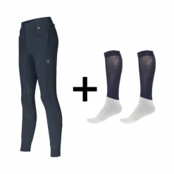 Clearance - Pack Pantalon d'équitation femme KLKira + Chaussettes d'équitation Classic Show Pantalons D'Équitation