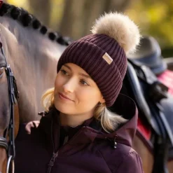 Bonnets/ Bandeaux*LeMieux - Bonnet femme côtelé Clara damson Bordeaux