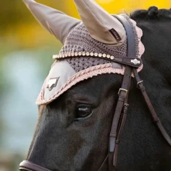 Frontaux*LeMieux - Frontal Classique en cuir noir Diamante Rosé Rose
