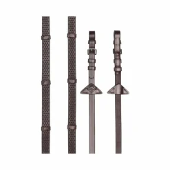 Discount - Rênes en caoutchouc souple avec arrêtoirs havane/ argent Rênes Et Arrêtoirs De Rênes Poneys|Rênes Et Arrêtoirs De Rênes