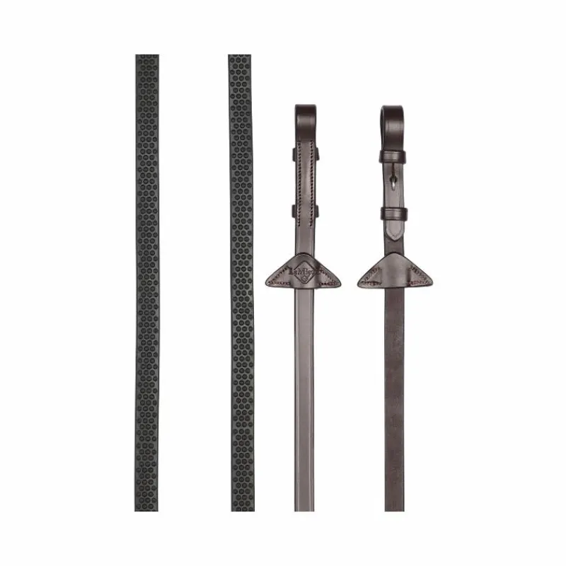 Hot - Rênes en caoutchouc souple havane/ argent Rênes Et Arrêtoirs De Rênes Poneys|Rênes Et Arrêtoirs De Rênes