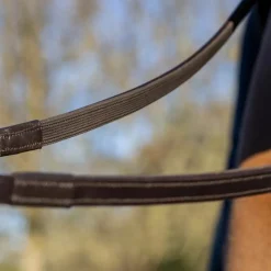 Rênes Et Arrêtoirs De Rênes Poneys|Rênes Et Arrêtoirs De Rênes*LeMieux - Rênes en caoutchouc doublé sur la moitié Rubber Half / laiton Marron