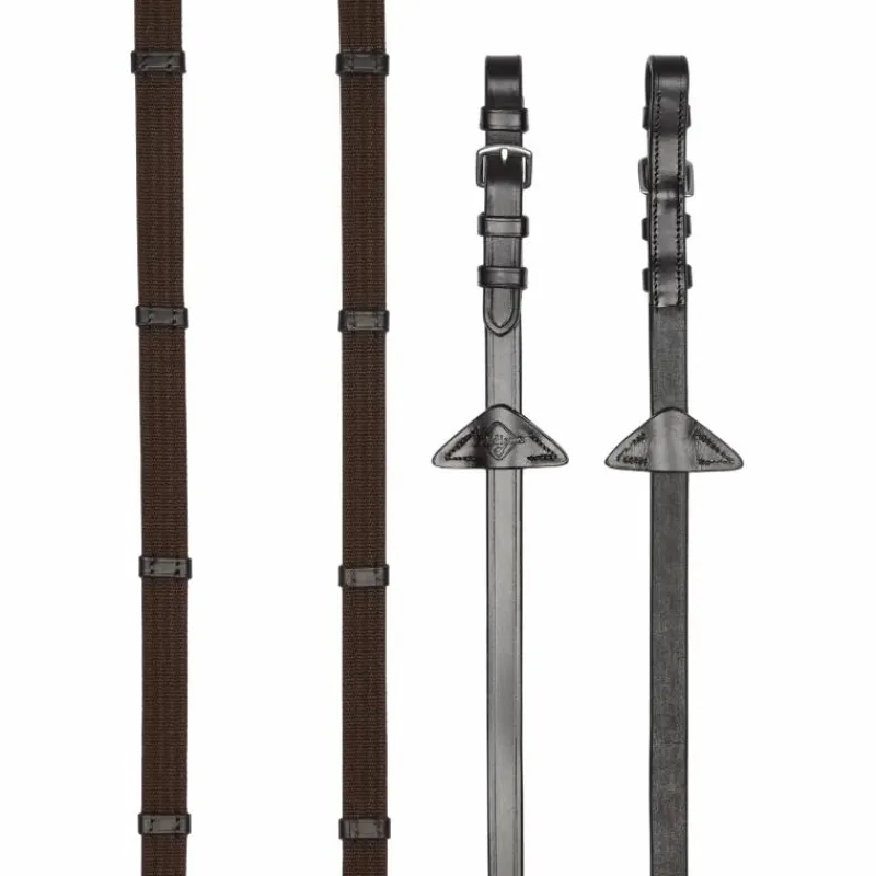 Clearance - Rênes Webbed Continental / argent Rênes Et Arrêtoirs De Rênes Poneys|Rênes Et Arrêtoirs De Rênes