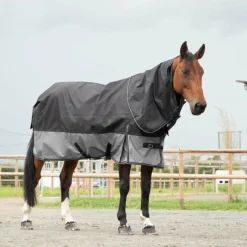 Hot - Couverture d'extérieur Turnout Plus noir/ gris 300g Couvertures Poneys|Couvertures Et Chemises