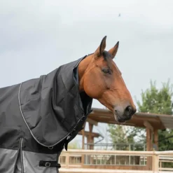 Hot - Couverture d'extérieur Turnout Plus noir/ gris 300g Couvertures Poneys|Couvertures Et Chemises
