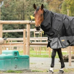 Hot - Couverture d'extérieur Turnout Plus noir/ gris 300g Couvertures Poneys|Couvertures Et Chemises