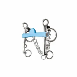 New - Mors Pelham Flexi droit demi-lune branches longues bleu Mors Pelham