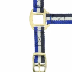 Outlet - Licol nylon doublé cuir marine/ blanc/ bleu Licols Poneys|Licols En Nylon