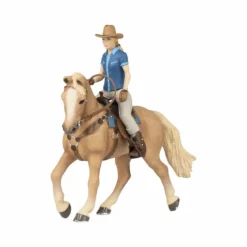 Figurines Papo*Papo - Cheval western et sa cavalière Beige